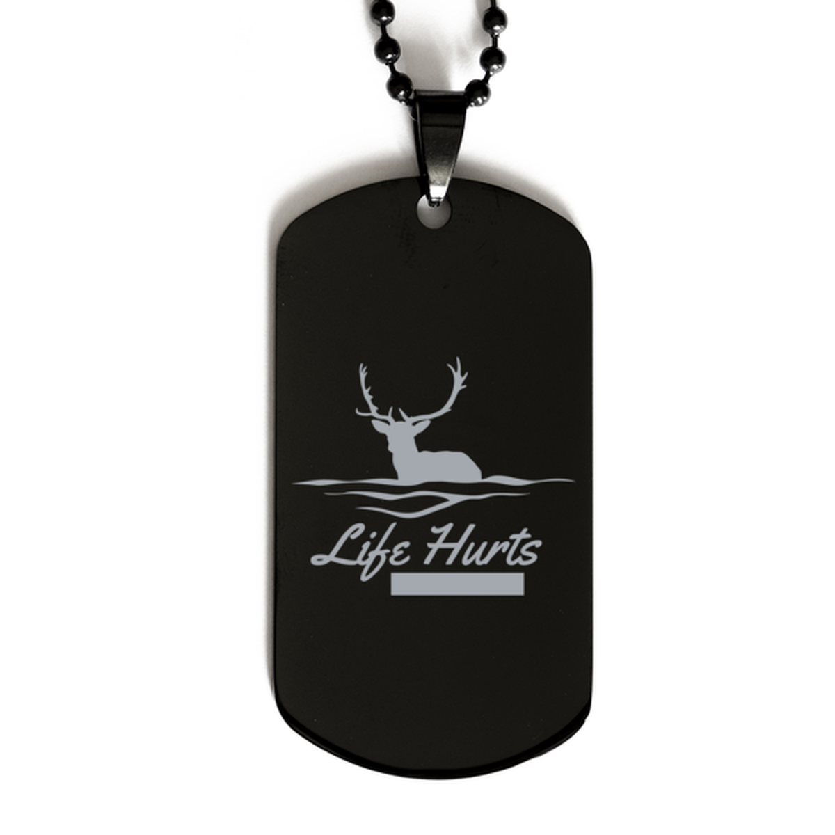 Life Hurts Nature Heals,  Black Dog Tag. Model 60068