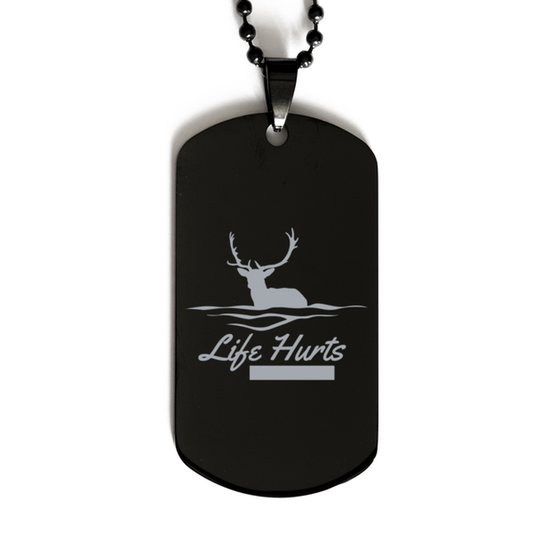 Life Hurts Nature Heals,  Black Dog Tag. Model 60068