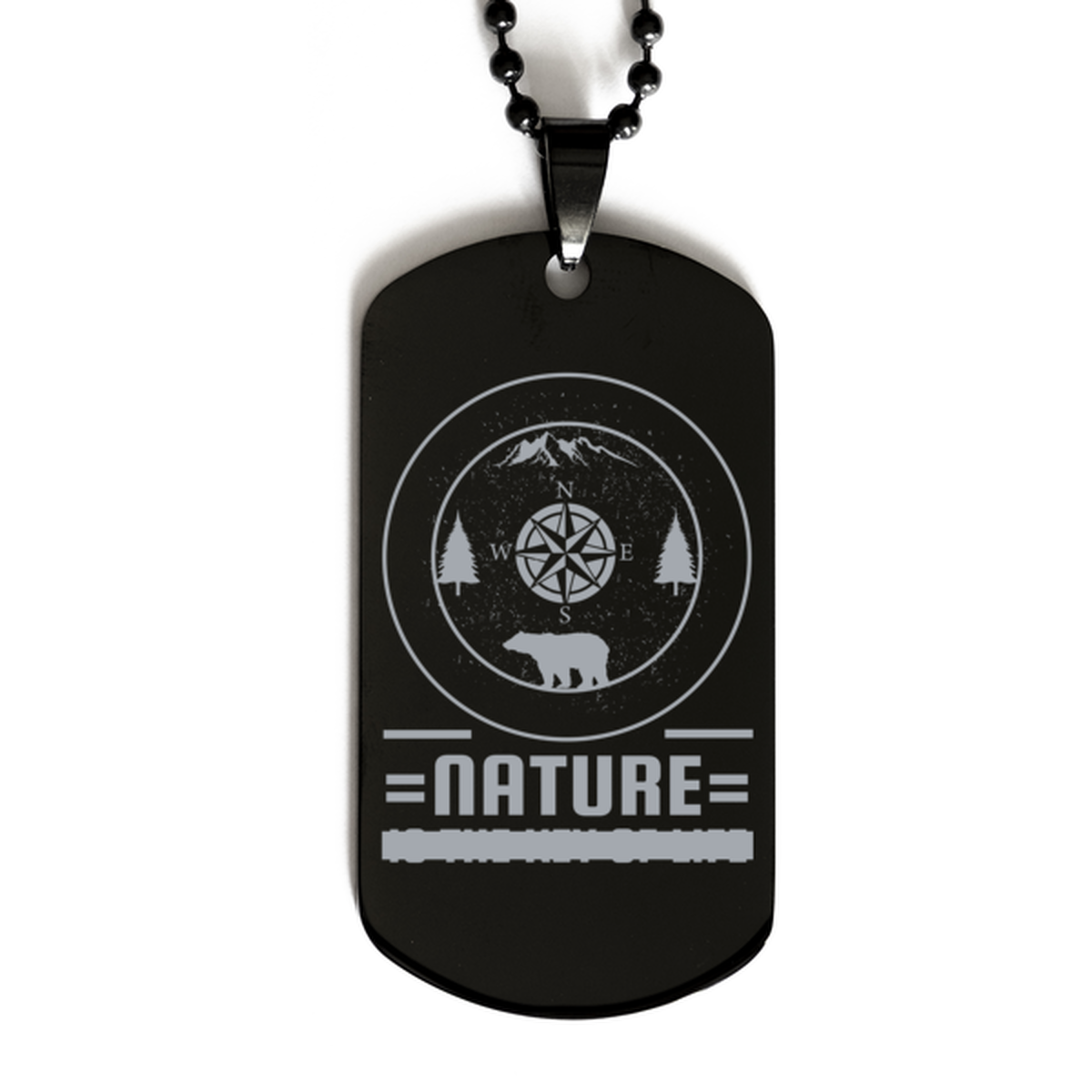 Nature is the Key to Life,  Black Dog Tag. Model 60068