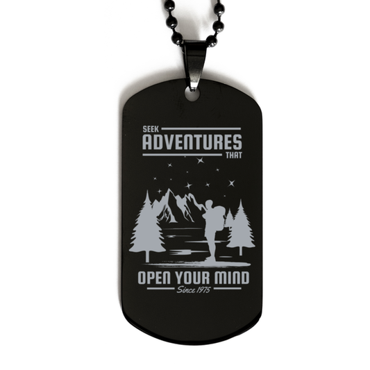 Seek Adventures that Open Your Mind 2,  Black Dog Tag. Model 60068