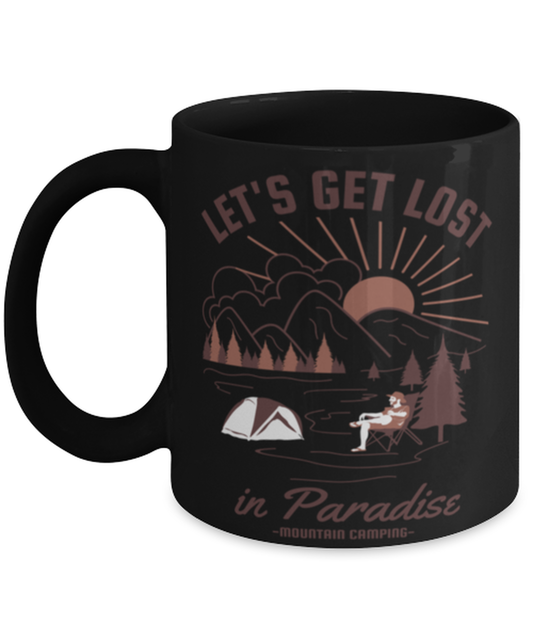 Lets Get Lost In Paradise, black Coffee Mug, Coffee Cup 11oz. Model 60071