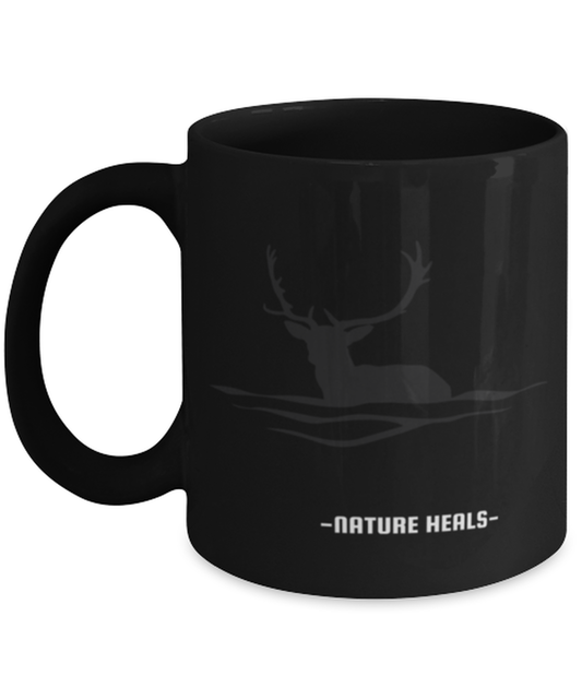 Life Hurts Nature Heals, black Coffee Mug, Coffee Cup 11oz. Model 60071