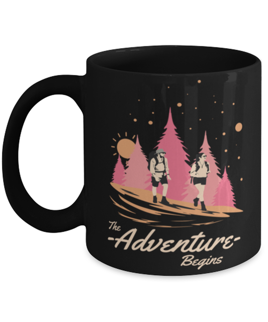 The Adventure Begins, black Coffee Mug, Coffee Cup 11oz. Model 60071