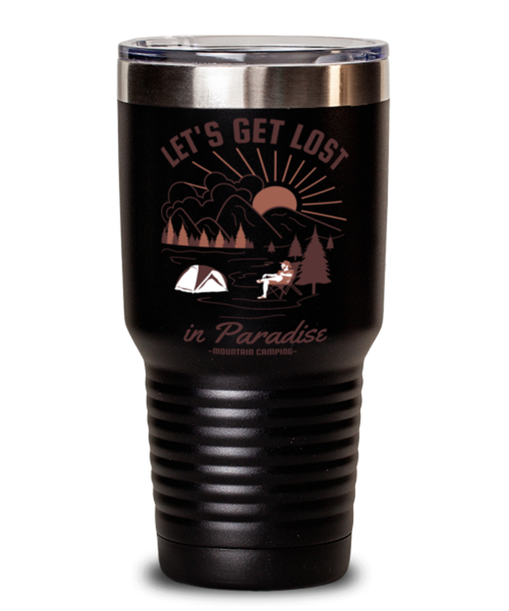 Lets Get Lost In Paradise, black Tumbler 30oz. Model 60071