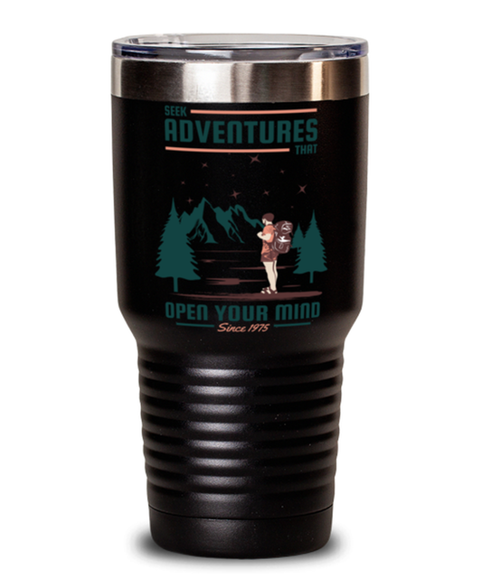 Seek Adventures that Open Your Mind 2, black Tumbler 30oz. Model 60071