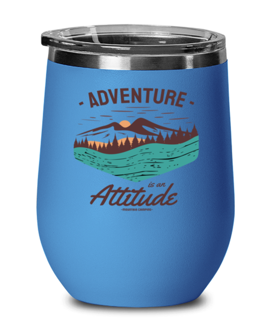 Adventure is an Attitude, blue Wineglass. Model 60072