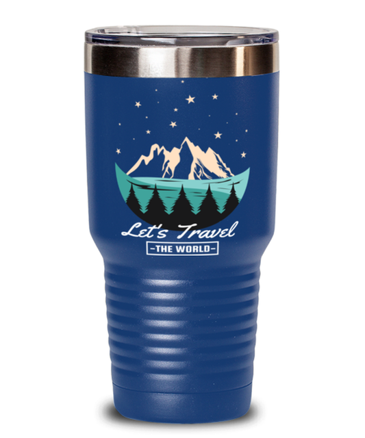 Lets Travel the World, blue Tumbler 30oz. Model 60071