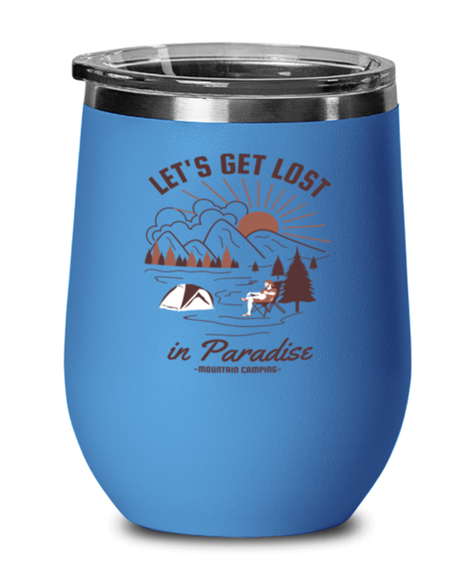Lets Get Lost In Paradise, blue Wineglass. Model 60072