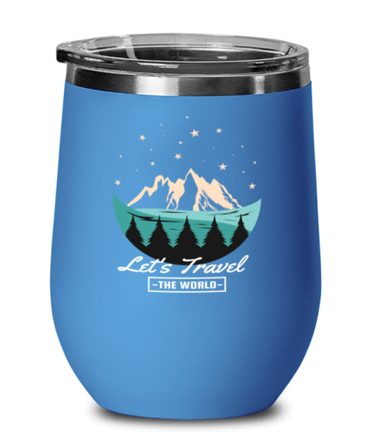 Lets Travel the World, blue Wineglass. Model 60072