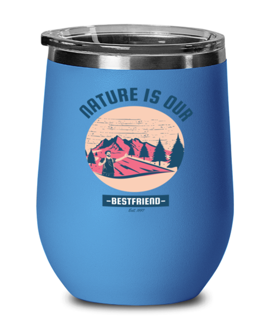 Nature is Our Best Friend, blue Wineglass. Model 60072