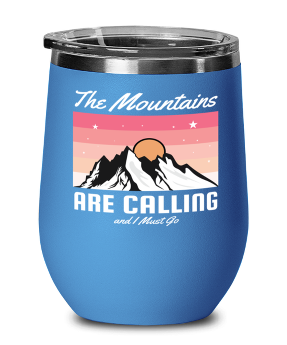 The Mountains are Calling, blue Wineglass. Model 60072