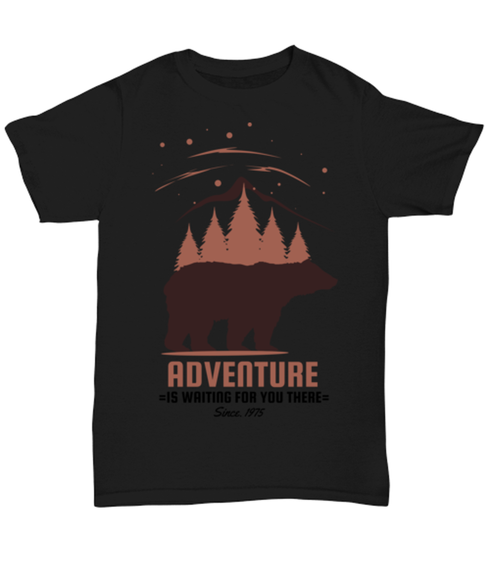 Adventure is Waiting for You There, black Unisex Tee. Model 60073