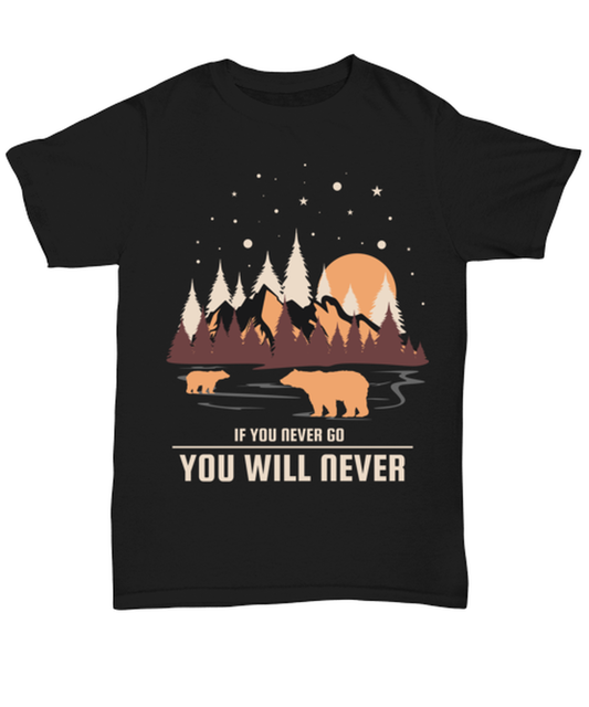 If You Never Go, black Unisex Tee. Model 60073