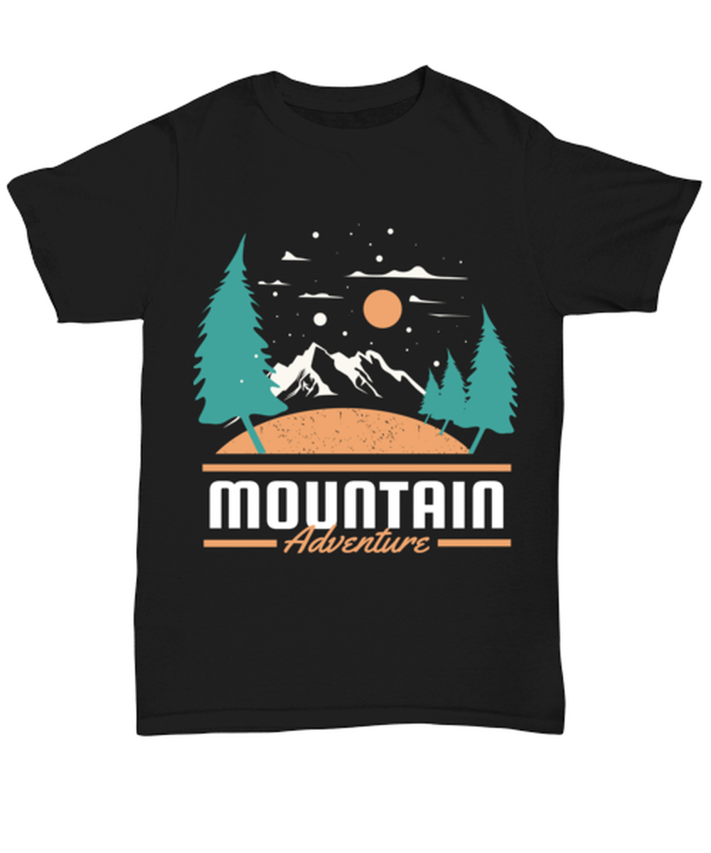 Mountain Adventure, black Unisex Tee. Model 60073