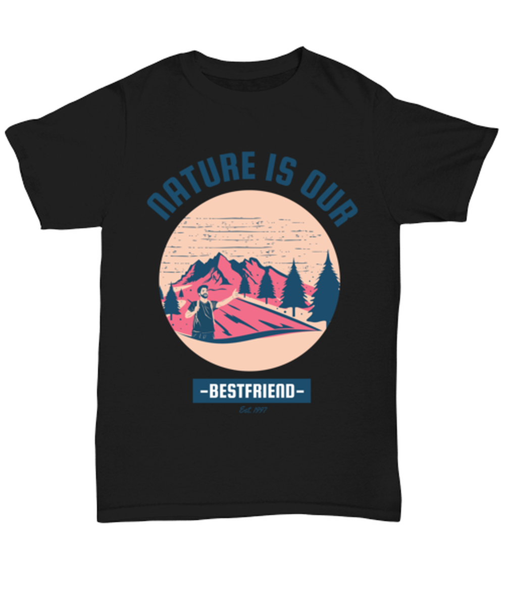 Nature is Our Best Friend, black Unisex Tee. Model 60073