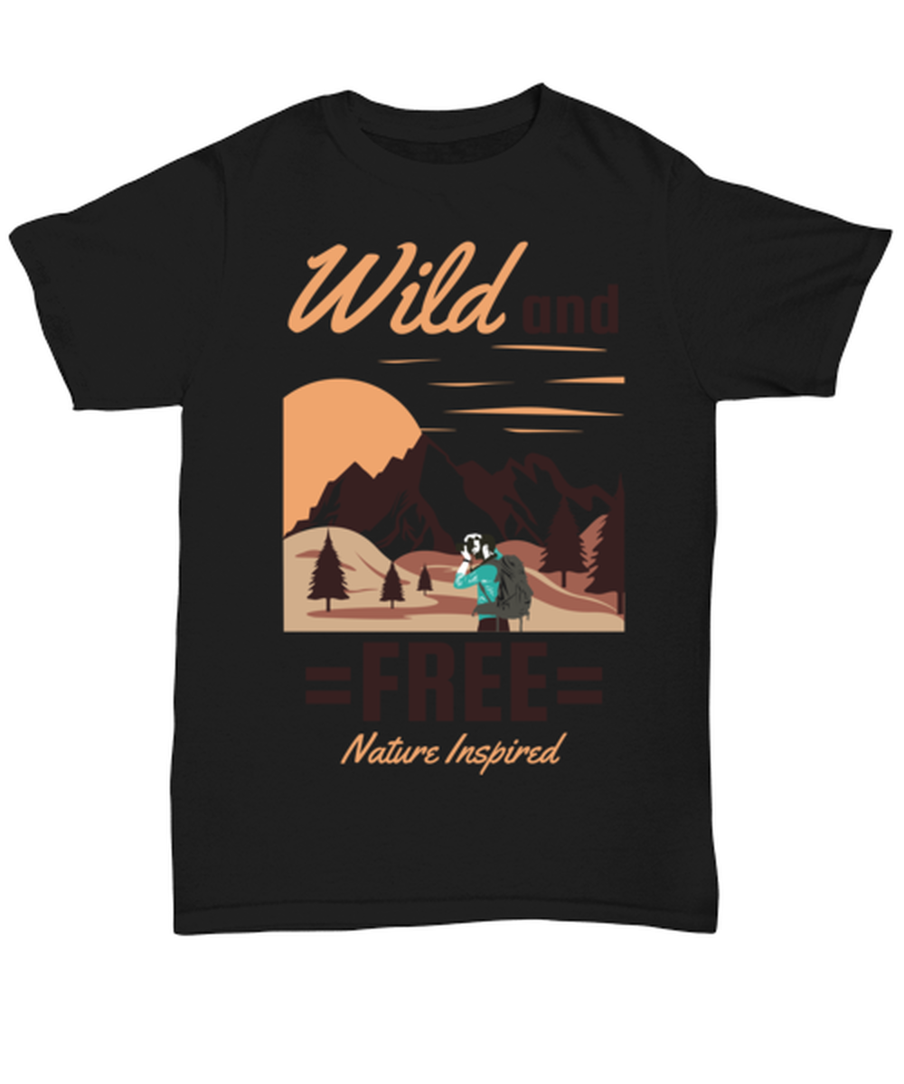 Wild and Free, black Unisex Tee. Model 60073