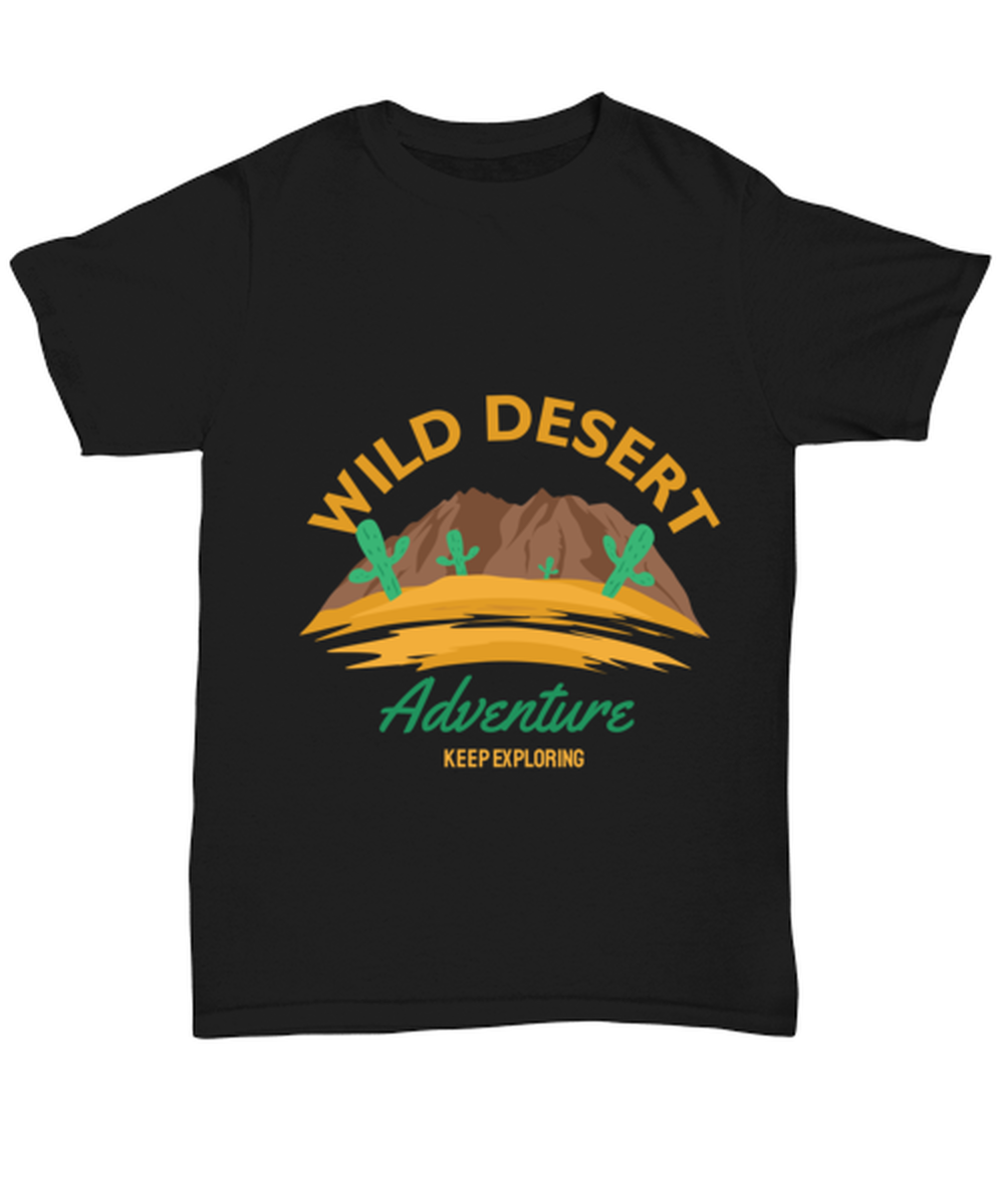Wild Desert Adventure, black Unisex Tee. Model 60073