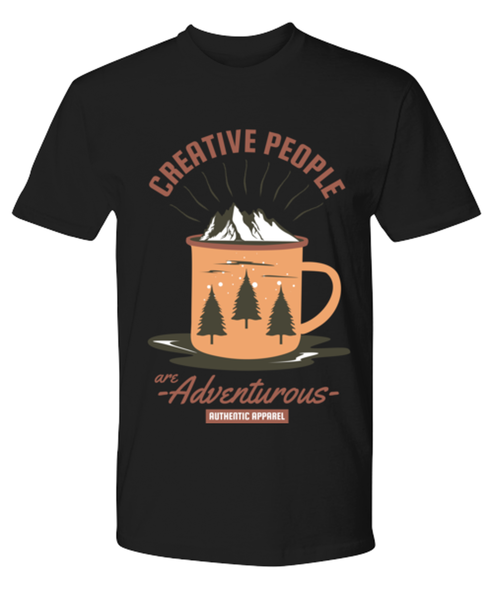 Creative People are Adventurous, black Premium Tee. Model 60073