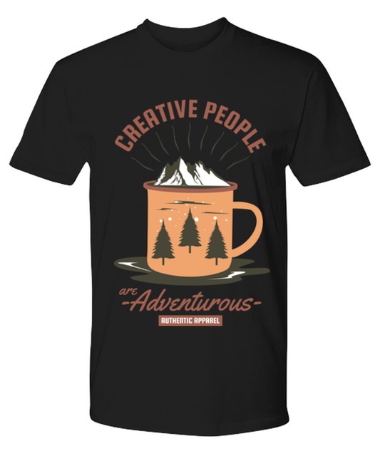 Creative People are Adventurous, black Premium Tee. Model 60073
