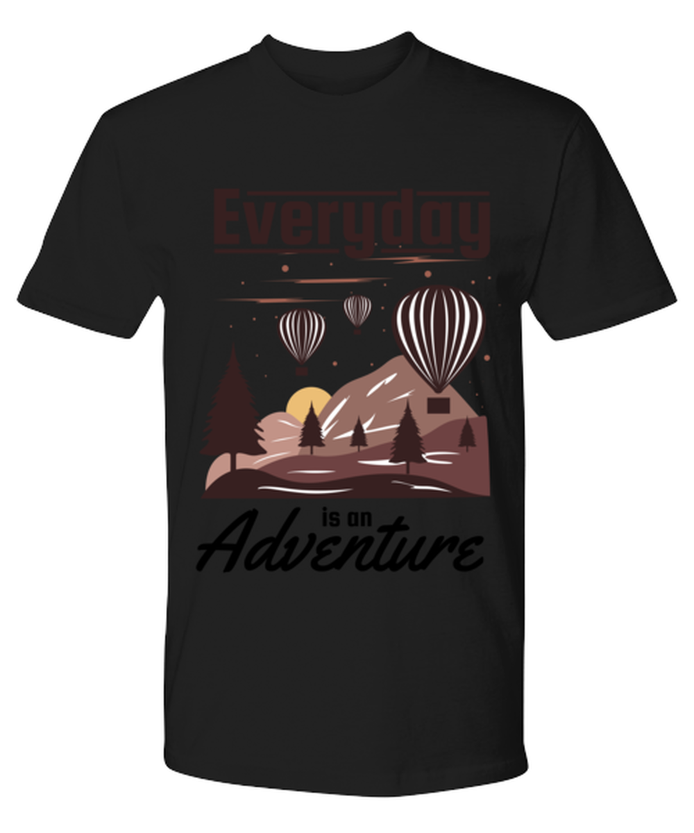 Every Day is an Adventure, black Premium Tee. Model 60073