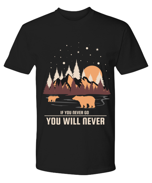 If You Never Go, black Premium Tee. Model 60073