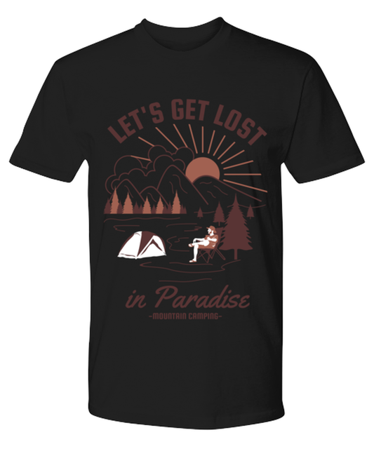 Lets Get Lost In Paradise, black Premium Tee. Model 60073
