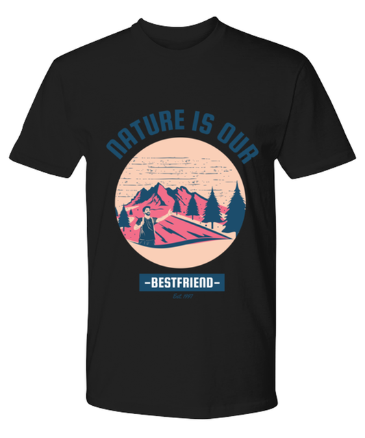 Nature is Our Best Friend, black Premium Tee. Model 60073