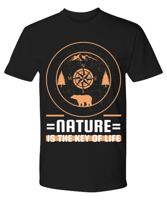 Nature is the Key to Life, black Premium Tee. Model 60073