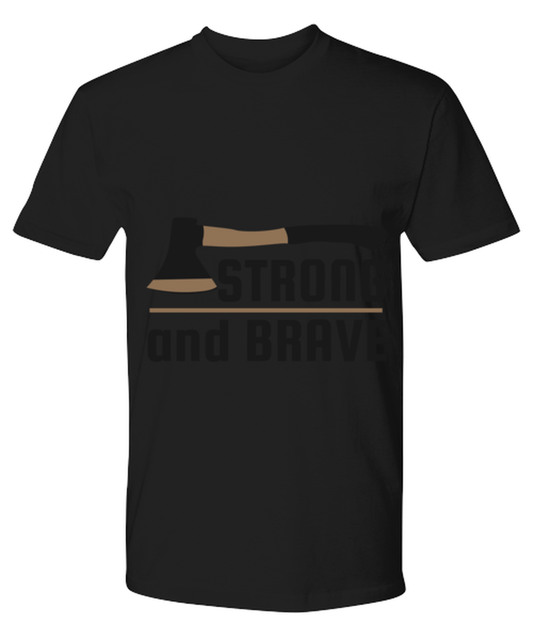 Strong and Brave, black Premium Tee. Model 60073