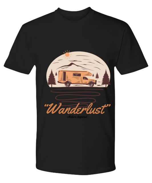 Wanderlust , black Premium Tee. Model 60073