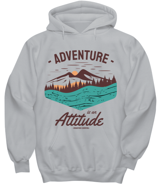 Adventure is an Attitude, grey Hoodie. Model 60074