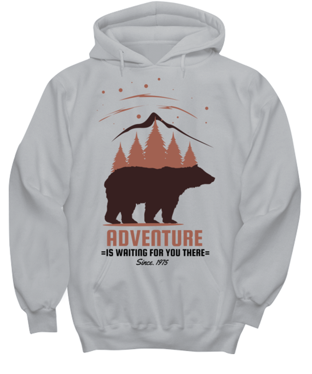 Adventure is Waiting for You There, grey Hoodie. Model 60074