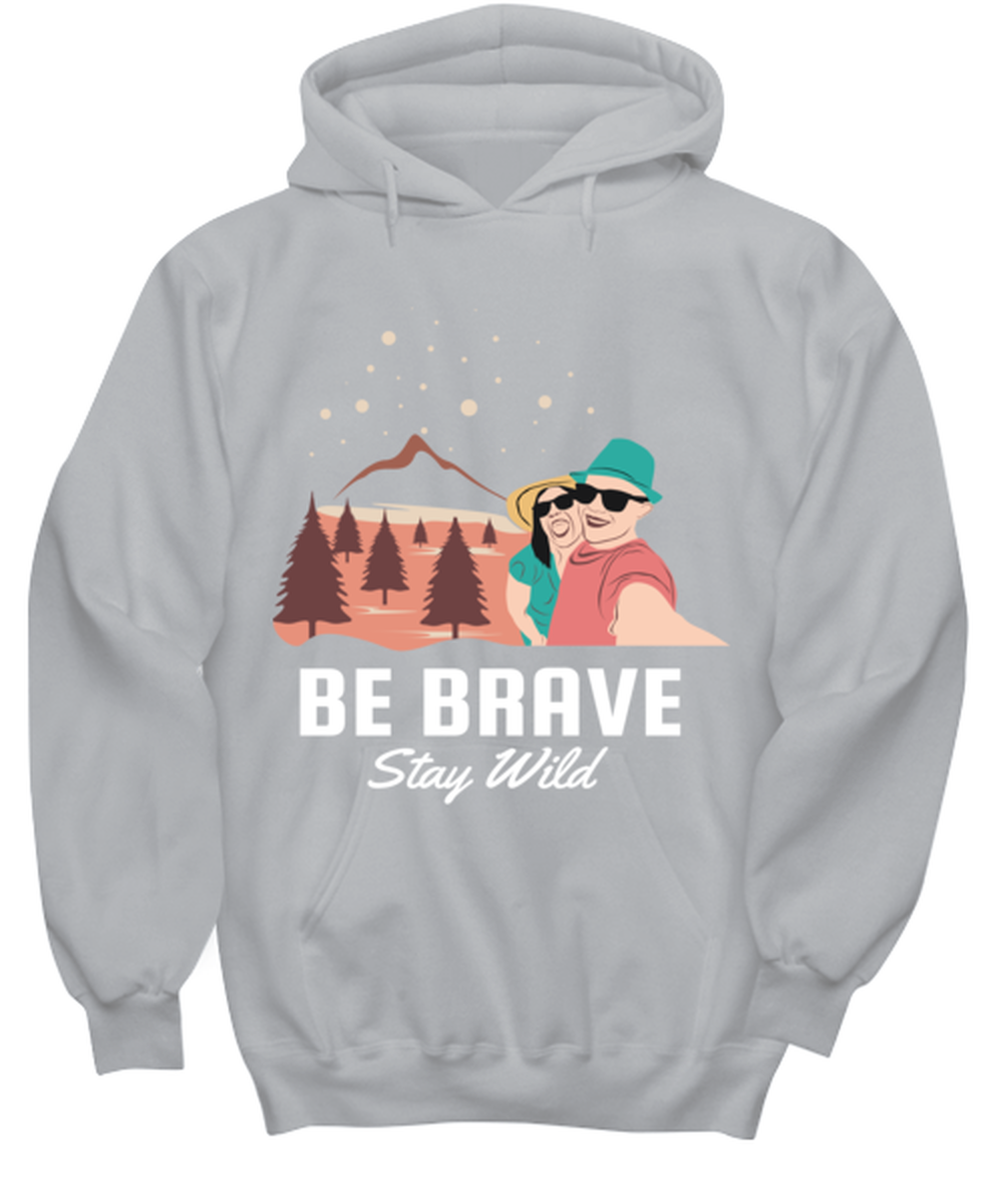 Be Brave Stay Wild, grey Hoodie. Model 60074