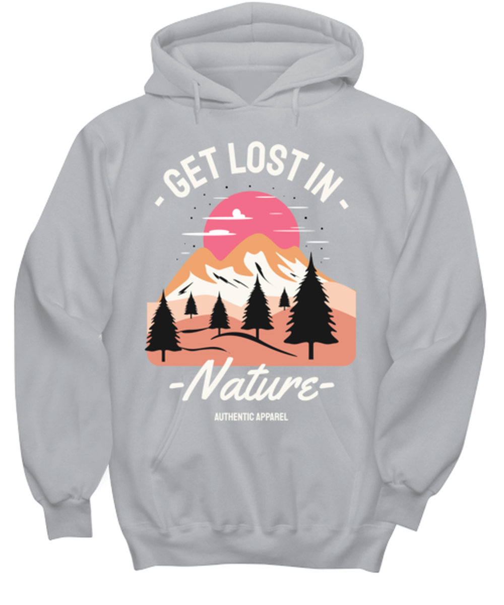 Get Lost In Nature, grey Hoodie. Model 60074