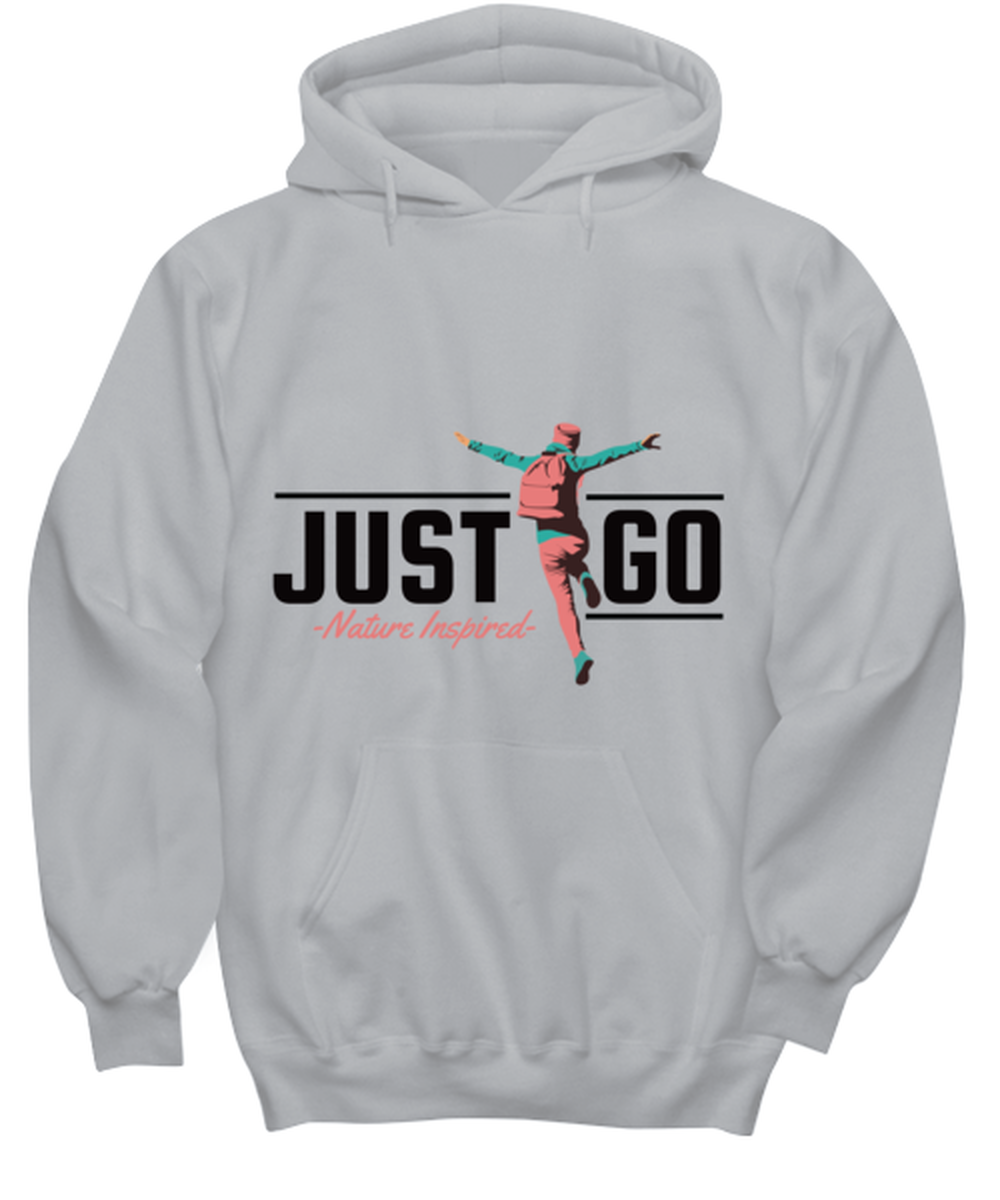 Just Go, grey Hoodie. Model 60074