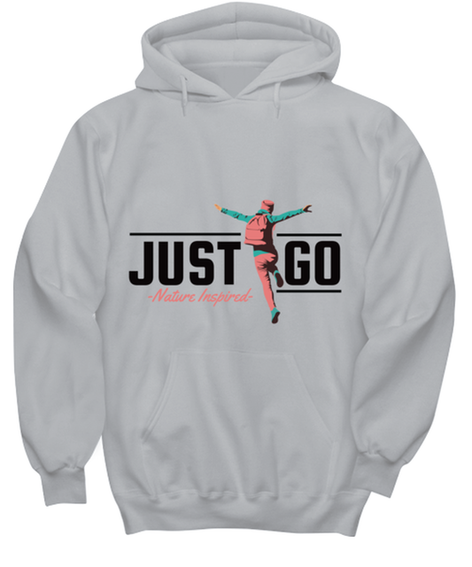 Just Go, grey Hoodie. Model 60074