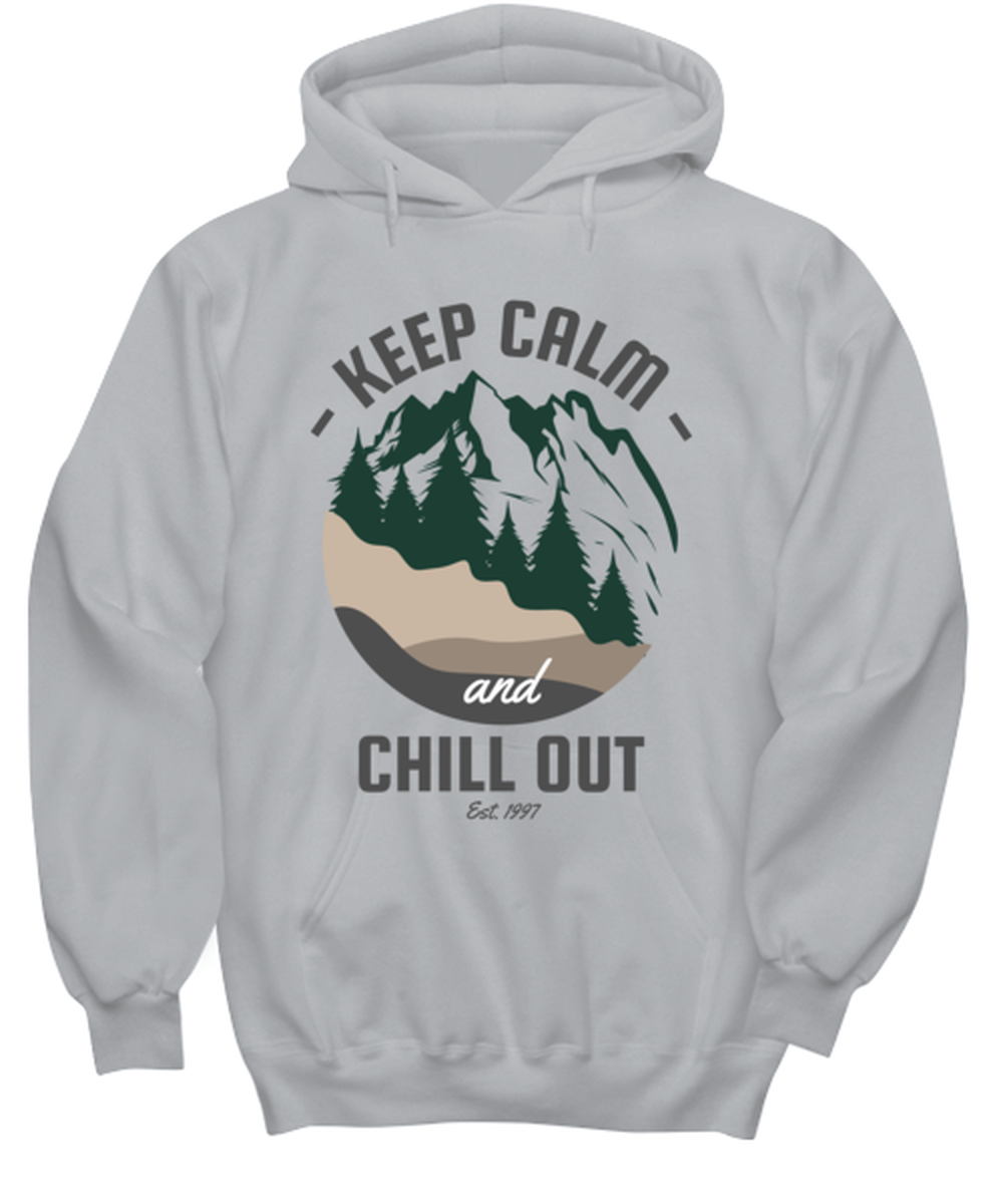 Keep Calm and Chill Out, grey Hoodie. Model 60074