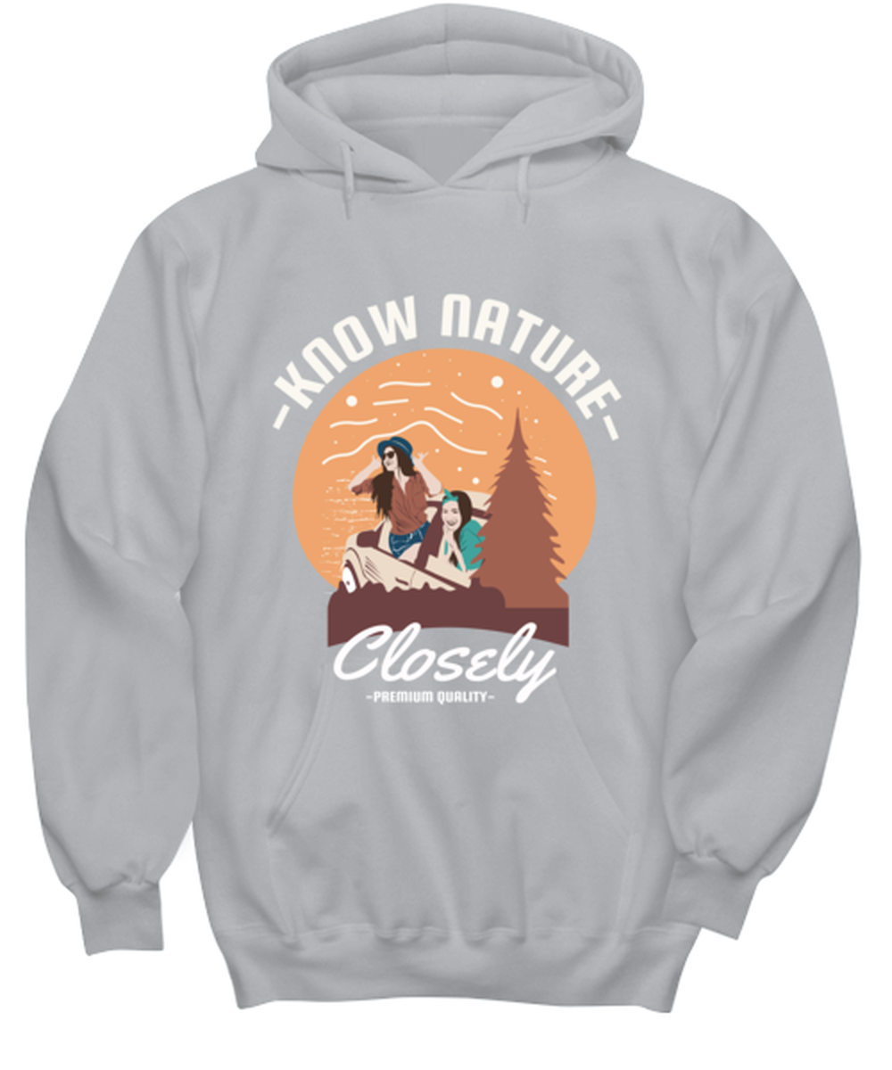 Know Nature Closely, grey Hoodie. Model 60074