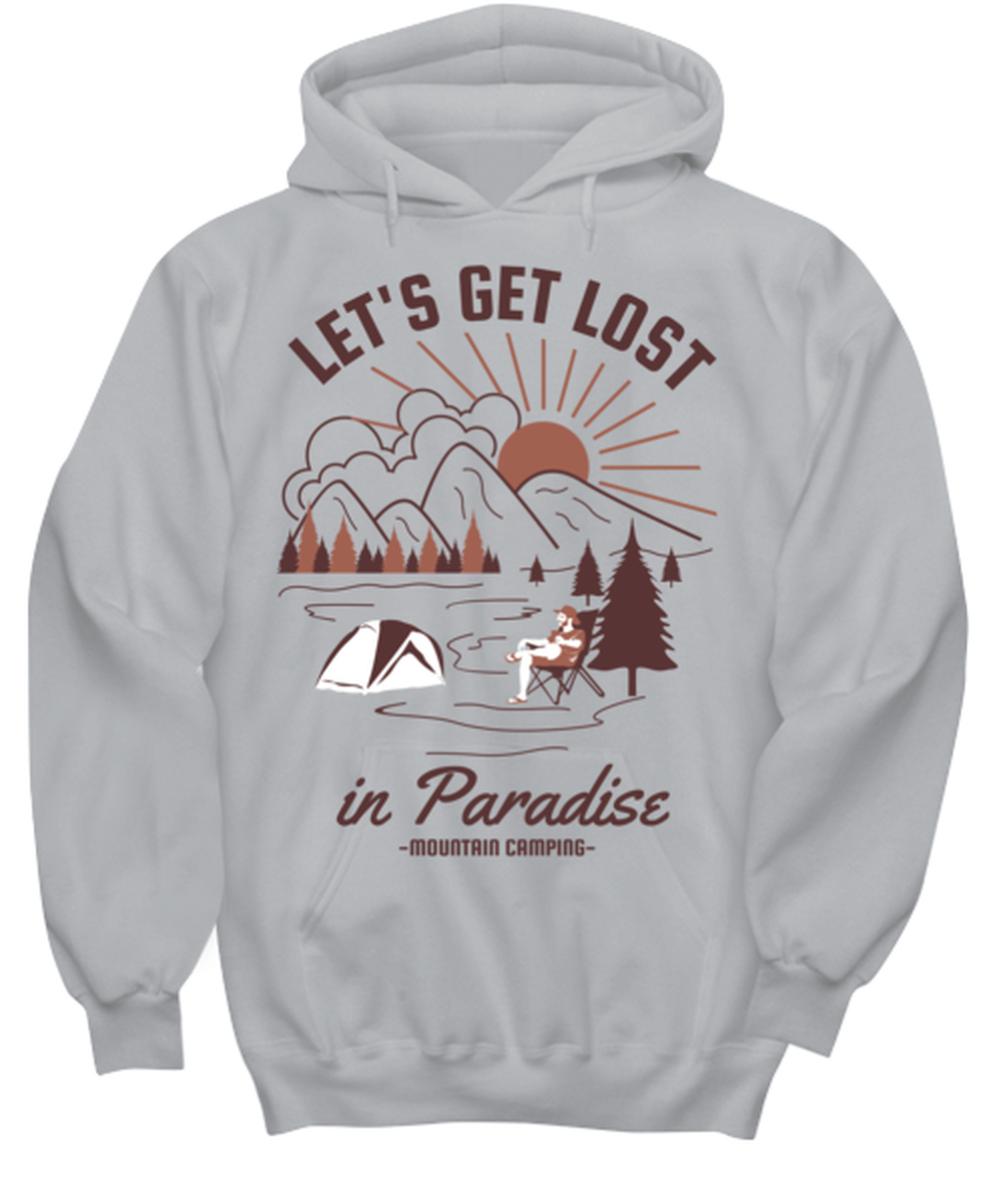 Lets Get Lost In Paradise, grey Hoodie. Model 60074