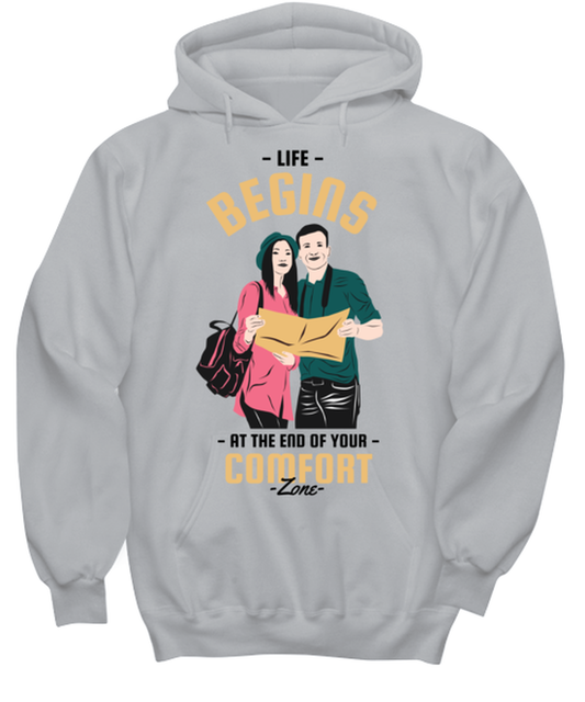 Life Begins at the End, grey Hoodie. Model 60074