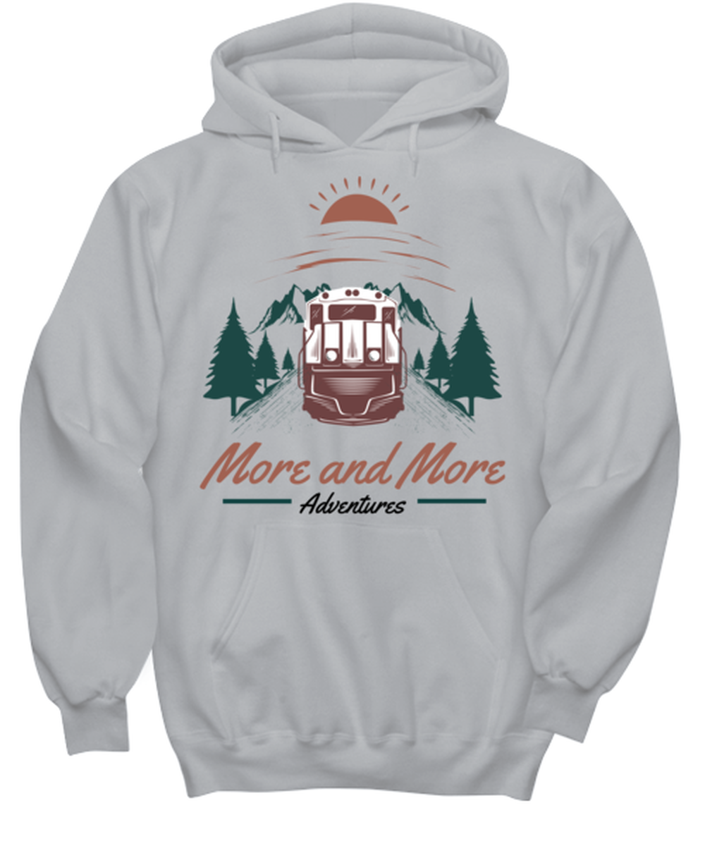 More and More Adventure, grey Hoodie. Model 60074