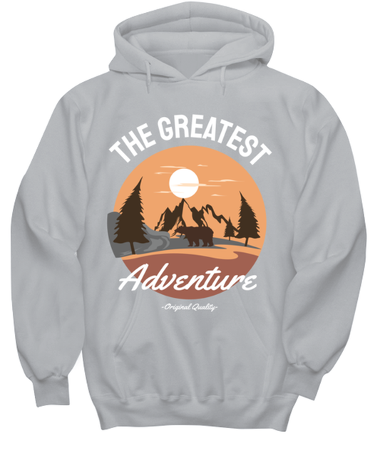 The Greatest Adventure, grey Hoodie. Model 60074