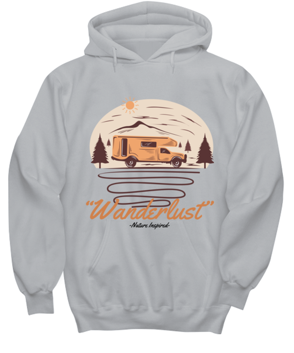Wanderlust , grey Hoodie. Model 60074