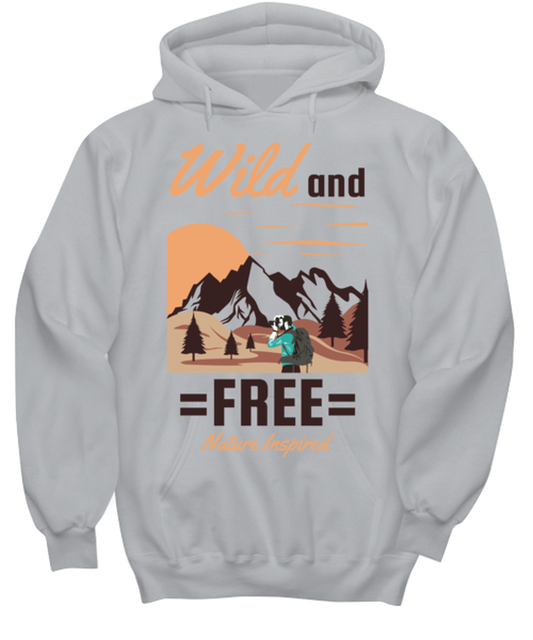Wild and Free, grey Hoodie. Model 60074