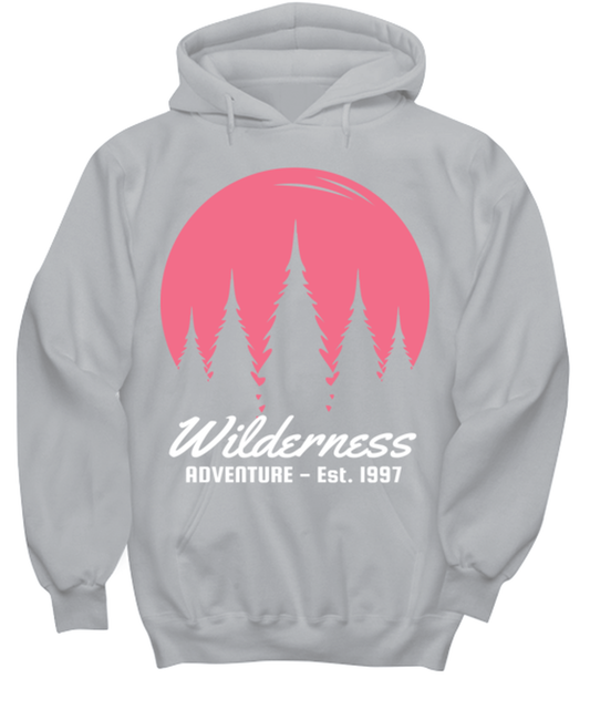 Wilderness Adventures, grey Hoodie. Model 60074