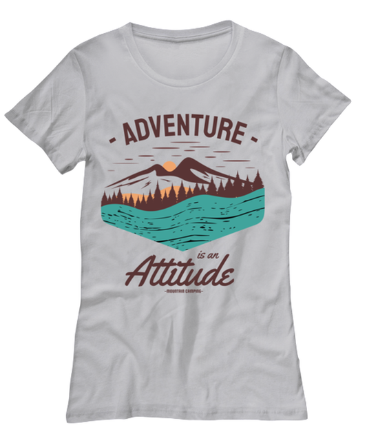 Adventure is an Attitude, grey Women's Tee. Model 60074