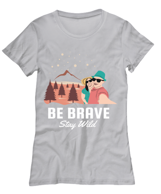 Be Brave Stay Wild, grey Women's Tee. Model 60074