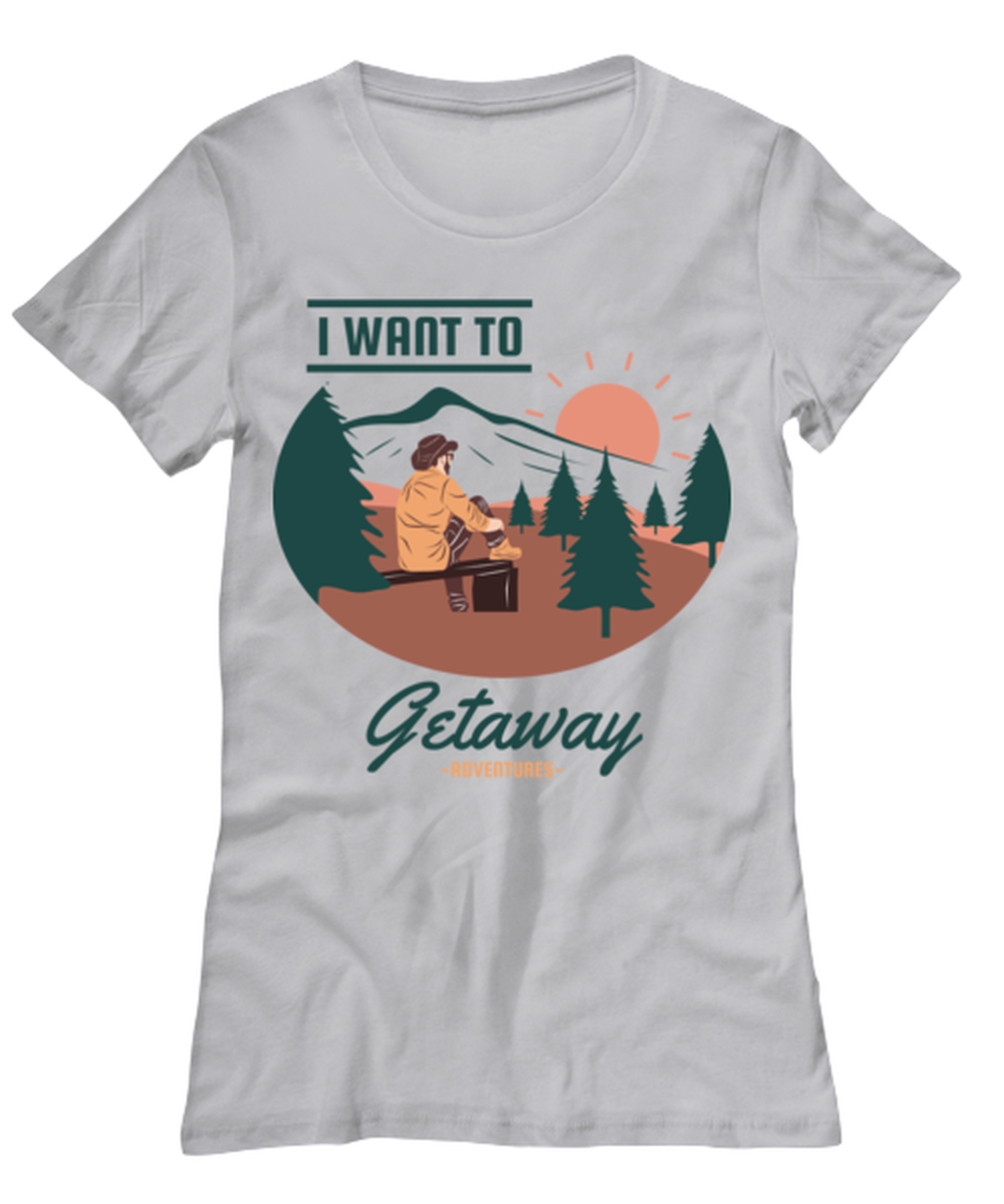 I Want to Getaway, grey Women's Tee. Model 60074