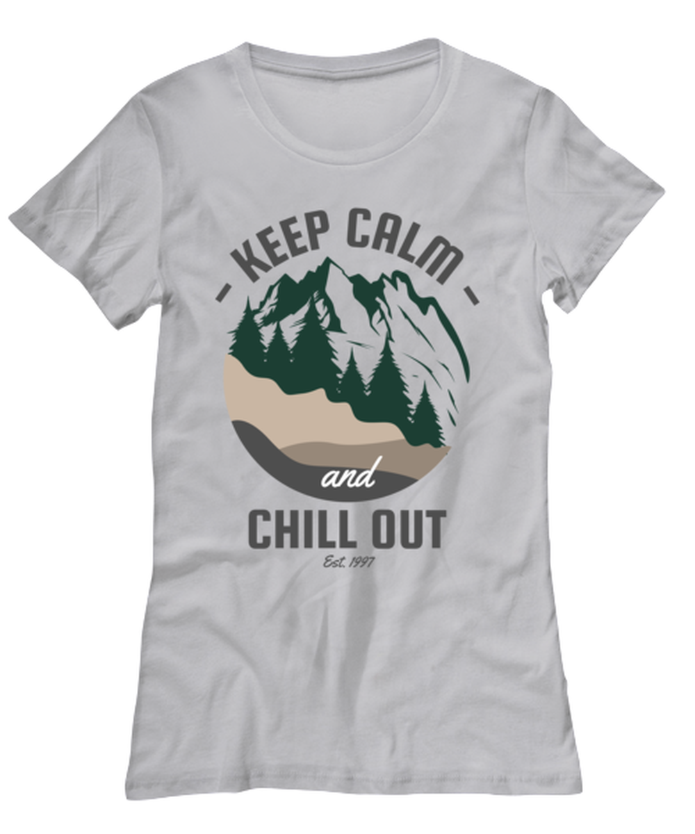 Keep Calm and Chill Out, grey Women's Tee. Model 60074