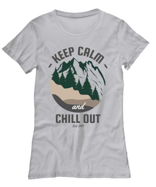 Keep Calm and Chill Out, grey Women's Tee. Model 60074